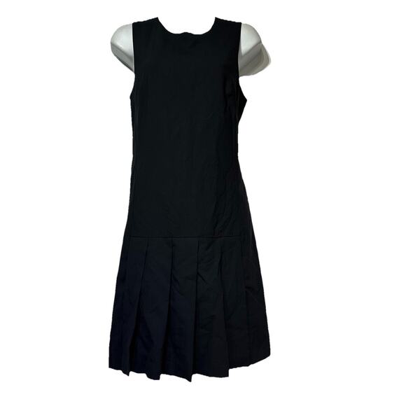 Theory Olvana Black Pleated Skirt Sheath Dress Size 10 - Picture 1 of 9
